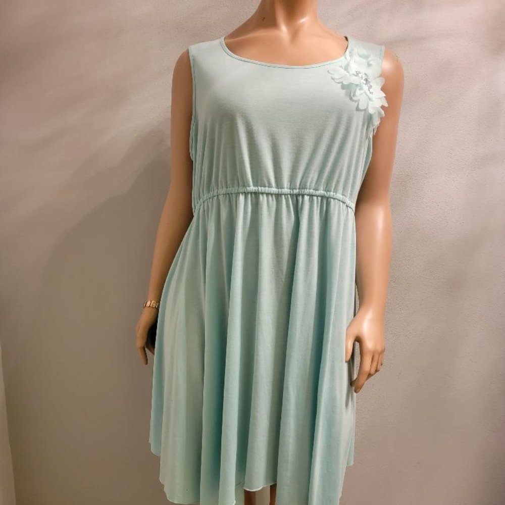 CATO Woman Seafoam Green Sundress with Flower Accent Size  22/24W
